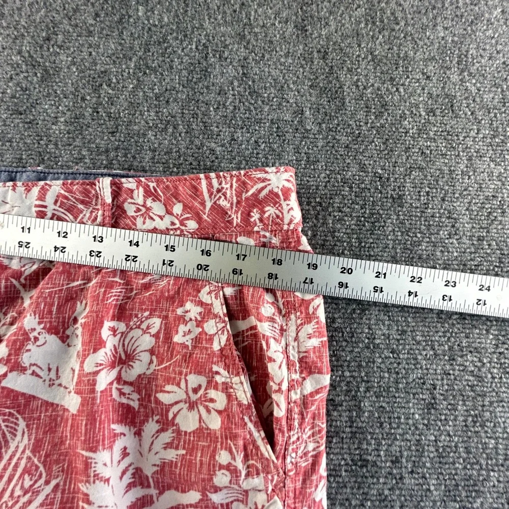 Izod Saltwater Mens 36 Red Tropical Floral Sailboat Print Shorts 7 Inch Inseam